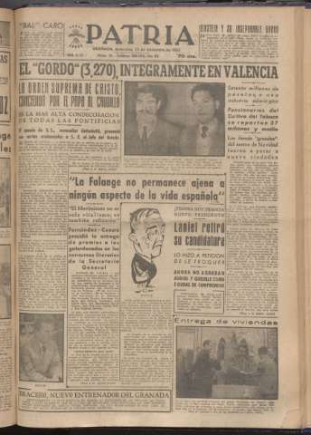 'Patria : diario de Falange Española Tradicionalista y de las J.O.N.S.' - Año XVIII Número 5728 - 1953 diciembre 23