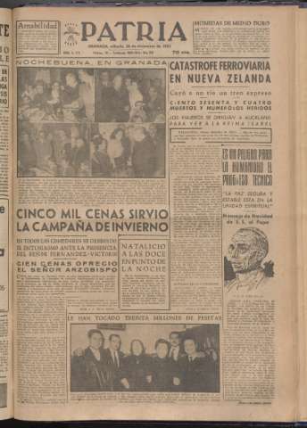 'Patria : diario de Falange Española Tradicionalista y de las J.O.N.S.' - Año XVIII Número 5730 - 1953 diciembre 26