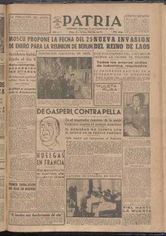 'Patria : diario de Falange Española Tradicionalista y de las J.O.N.S.' - Año XVIII Número 5731 - 1953 diciembre 27