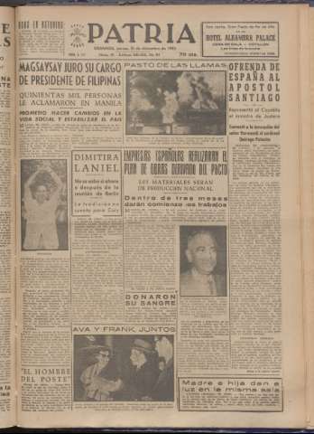 'Patria : diario de Falange Española Tradicionalista y de las J.O.N.S.' - Año XVIII Número 5734 - 1953 diciembre 31