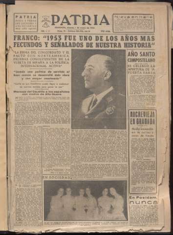 'Patria : diario de Falange Española Tradicionalista y de las J.O.N.S.' - Año XIX Número 5735 - 1954 enero 1
