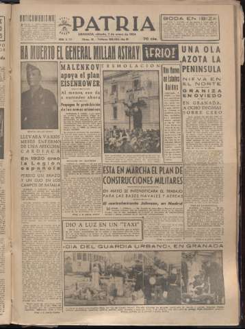 'Patria : diario de Falange Española Tradicionalista y de las J.O.N.S.' - Año XIX Número 5736 - 1954 enero 2