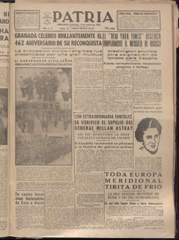 'Patria : diario de Falange Española Tradicionalista y de las J.O.N.S.' - Año XIX Número 5737 - 1954 enero 3