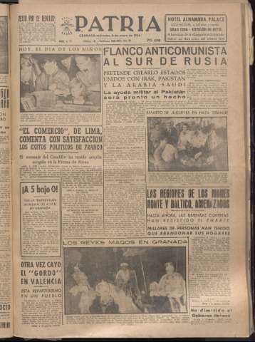 'Patria : diario de Falange Española Tradicionalista y de las J.O.N.S.' - Año XIX Número 5739 - 1954 enero 6