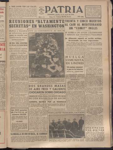 'Patria : diario de Falange Española Tradicionalista y de las J.O.N.S.' - Año XIX Número 5744 - 1954 enero 12