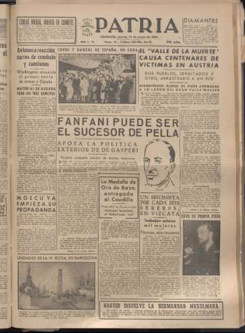 'Patria : diario de Falange Española Tradicionalista y de las J.O.N.S.' - Año XIX Número 5746 - 1954 enero 14