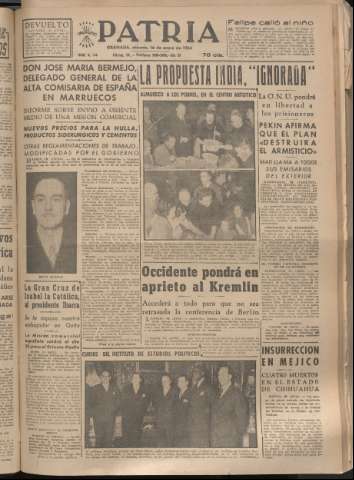 'Patria : diario de Falange Española Tradicionalista y de las J.O.N.S.' - Año XIX Número 5748 - 1954 enero 16