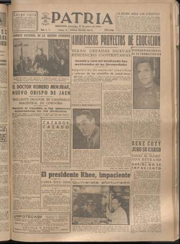 'Patria : diario de Falange Española Tradicionalista y de las J.O.N.S.' - Año XIX Número 5749 - 1954 enero 17