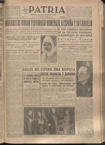 'Patria : diario de Falange Española Tradicionalista y de las J.O.N.S.' - Año XIX Número 5753 - 1954 enero 22