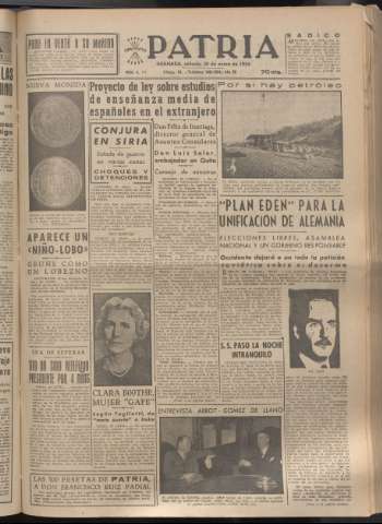 'Patria : diario de Falange Española Tradicionalista y de las J.O.N.S.' - Año XIX Número 5760 - 1954 enero 30