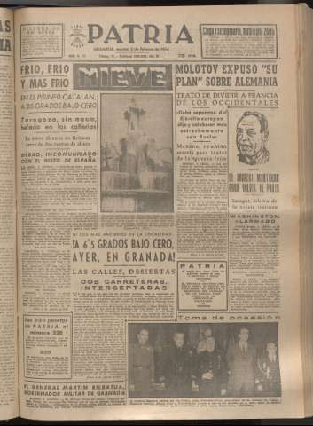 'Patria : diario de Falange Española Tradicionalista y de las J.O.N.S.' - Año XIX Número 5762 - 1954 febrero 2