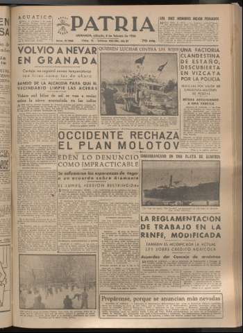 'Patria : diario de Falange Española Tradicionalista y de las J.O.N.S.' - Año XIX Número 5766 - 1954 febrero 6