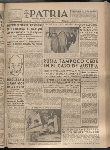 'Patria : diario de Falange Española Tradicionalista y de las J.O.N.S.' - Año XIX Número 5772 - 1954 febrero 13