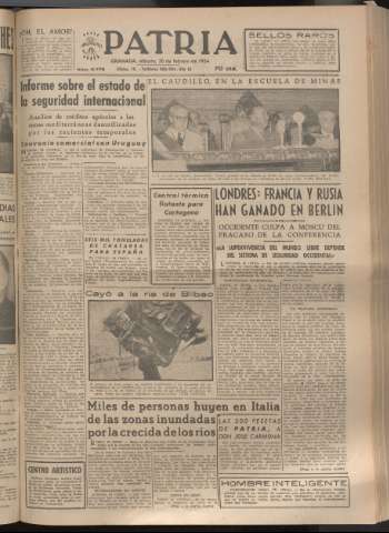 'Patria : diario de Falange Española Tradicionalista y de las J.O.N.S.' - Año XIX Número 5778 - 1954 febrero 20