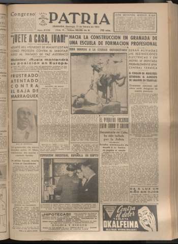'Patria : diario de Falange Española Tradicionalista y de las J.O.N.S.' - Año XIX Número 5779 - 1954 febrero 21