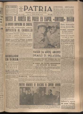 'Patria : diario de Falange Española Tradicionalista y de las J.O.N.S.' - Año XIX Número 5783 - 1954 febrero 26