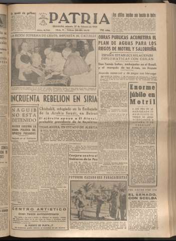 'Patria : diario de Falange Española Tradicionalista y de las J.O.N.S.' - Año XIX Número 5784 - 1954 febrero 27