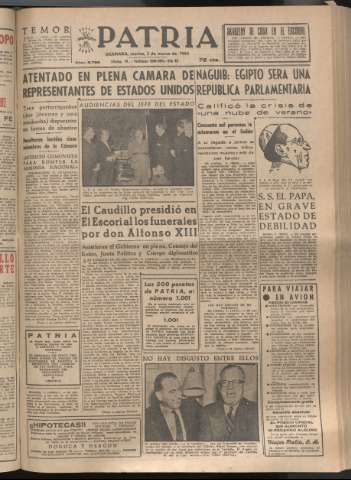 'Patria : diario de Falange Española Tradicionalista y de las J.O.N.S.' - Año XIX Número 5786 - 1954 marzo 2