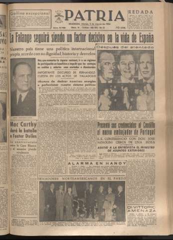 'Patria : diario de Falange Española Tradicionalista y de las J.O.N.S.' - Año XIX Número 5789 - 1954 marzo 5