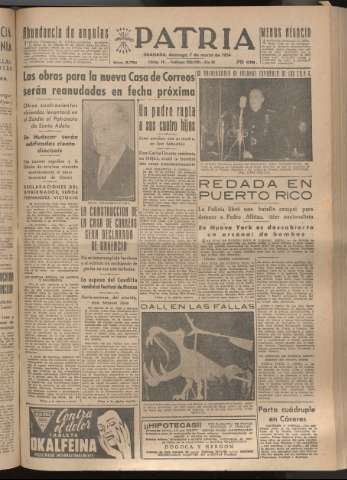 'Patria : diario de Falange Española Tradicionalista y de las J.O.N.S.' - Año XIX Número 5791 - 1954 marzo 7