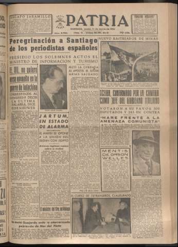 'Patria : diario de Falange Española Tradicionalista y de las J.O.N.S.' - Año XIX Número 5794 - 1954 marzo 11