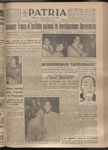 'Patria : diario de Falange Española Tradicionalista y de las J.O.N.S.' - Año XIX Número 5795 - 1954 marzo 12