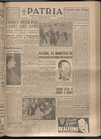 'Patria : diario de Falange Española Tradicionalista y de las J.O.N.S.' - Año XIX Número 5797 - 1954 marzo 14