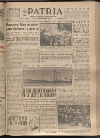 'Patria : diario de Falange Española Tradicionalista y de las J.O.N.S.' - Año XIX Número 5799 - 1954 marzo 17