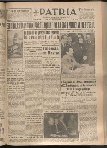 'Patria : diario de Falange Española Tradicionalista y de las J.O.N.S.' - Año XIX Número 5800 - 1954 marzo 18