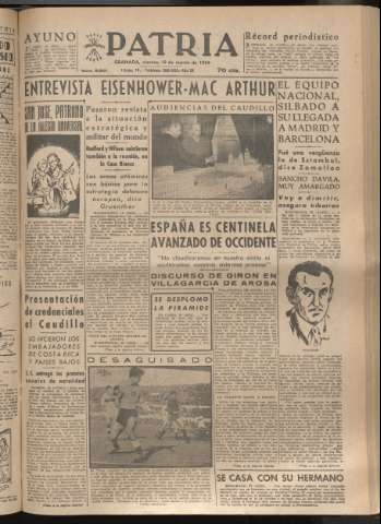 'Patria : diario de Falange Española Tradicionalista y de las J.O.N.S.' - Año XIX Número 5801 - 1954 marzo 19