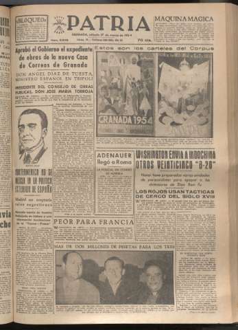 'Patria : diario de Falange Española Tradicionalista y de las J.O.N.S.' - Año XIX Número 5808 - 1954 marzo 27