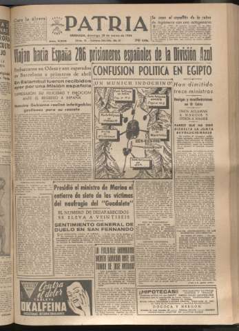 'Patria : diario de Falange Española Tradicionalista y de las J.O.N.S.' - Año XIX Número 5809 - 1954 marzo 28