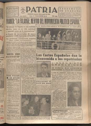 'Patria : diario de Falange Española Tradicionalista y de las J.O.N.S.' - Año XIX Número 5810 - 1954 marzo 30