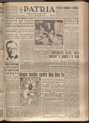 'Patria : diario de Falange Española Tradicionalista y de las J.O.N.S.' - Año XIX Número 5812 - 1954 abril 1