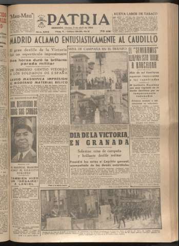 'Patria : diario de Falange Española Tradicionalista y de las J.O.N.S.' - Año XIX Número 5813 - 1954 abril 2