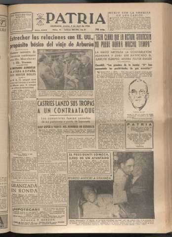 'Patria : diario de Falange Española Tradicionalista y de las J.O.N.S.' - Año XIX Número 5816 - 1954 abril 6