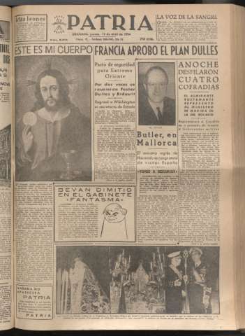 'Patria : diario de Falange Española Tradicionalista y de las J.O.N.S.' - Año XIX Número 5813 - 1954 abril 15