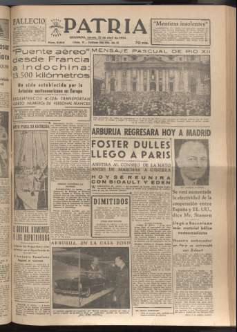 'Patria : diario de Falange Española Tradicionalista y de las J.O.N.S.' - Año XIX Número 5818 - 1954 abril 22