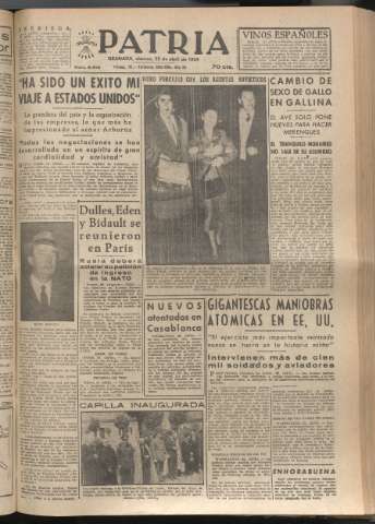 'Patria : diario de Falange Española Tradicionalista y de las J.O.N.S.' - Año XIX Número 5819 - 1954 abril 23