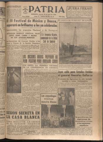 'Patria : diario de Falange Española Tradicionalista y de las J.O.N.S.' - Año XIX Número 5825 - 1954 abril 30