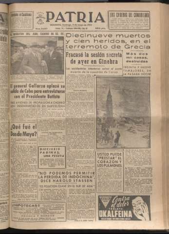 'Patria : diario de Falange Española Tradicionalista y de las J.O.N.S.' - Año XIX Número 5827 - 1954 mayo 2