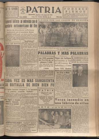 'Patria : diario de Falange Española Tradicionalista y de las J.O.N.S.' - Año XIX Número 5828 - 1954 mayo 4