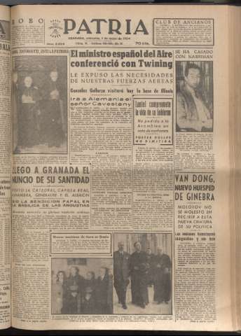 'Patria : diario de Falange Española Tradicionalista y de las J.O.N.S.' - Año XIX Número 5829 - 1954 mayo 5