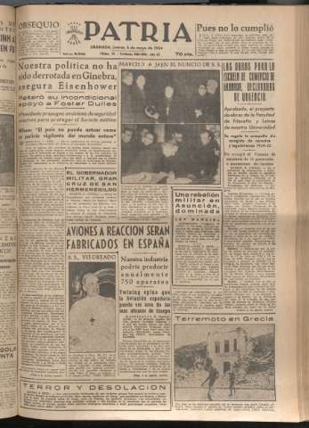 'Patria : diario de Falange Española Tradicionalista y de las J.O.N.S.' - Año XIX Número 5830 - 1954 mayo 6