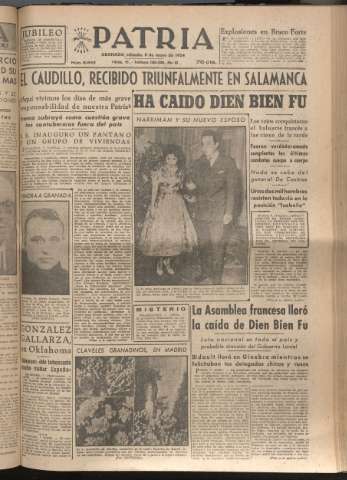 'Patria : diario de Falange Española Tradicionalista y de las J.O.N.S.' - Año XIX Número 5832 - 1954 mayo 8