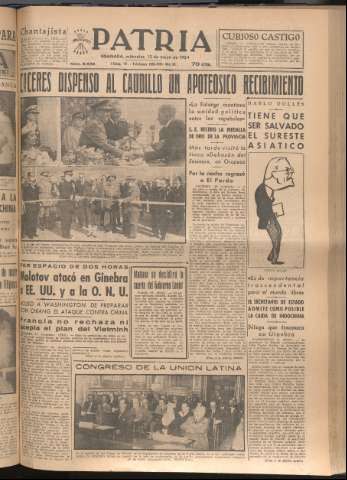 'Patria : diario de Falange Española Tradicionalista y de las J.O.N.S.' - Año XIX Número 5835 - 1954 mayo 12