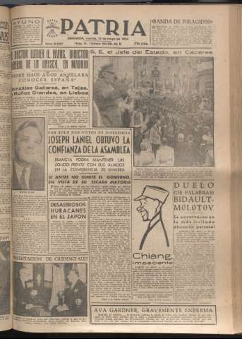 'Patria : diario de Falange Española Tradicionalista y de las J.O.N.S.' - Año XIX Número 5837 - 1954 mayo 14