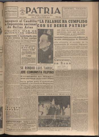 'Patria : diario de Falange Española Tradicionalista y de las J.O.N.S.' - Año XIX Número 5840 - 1954 mayo 18