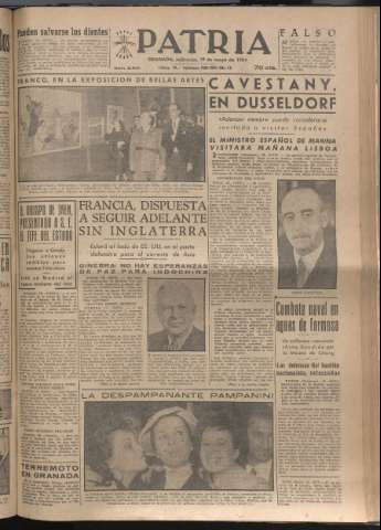 'Patria : diario de Falange Española Tradicionalista y de las J.O.N.S.' - Año XIX Número 5841 - 1954 mayo 19