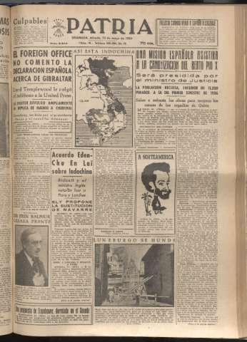 'Patria : diario de Falange Española Tradicionalista y de las J.O.N.S.' - Año XIX Número 5844 - 1954 mayo 22